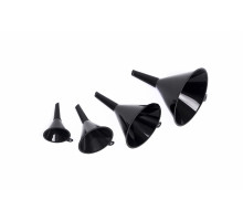 Воронка пластиковая автомобильная ALMEGA универсальная, набор 4шт.(диам:12, 9.5, 7.5, 5.5см) черная