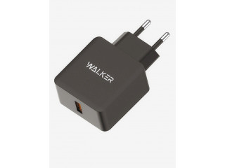 Зарядное устройство сетевое WALKER 1 слот USB, 2.4А,18Вт,быстрая зарядка QC 3.0,блочок, черное WH-25