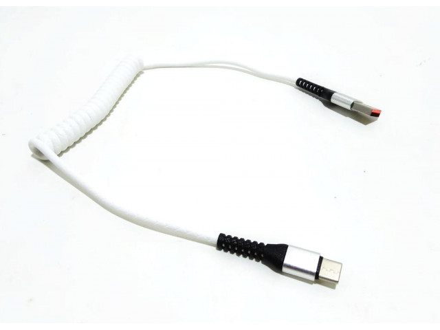 Кабель USB  TYPE-C , шнур витой 1.2М , белый