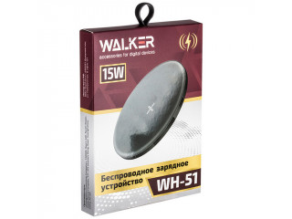 Зарядное устройство сетевое WALKER WH-51, 15Вт, беспроводное, черное