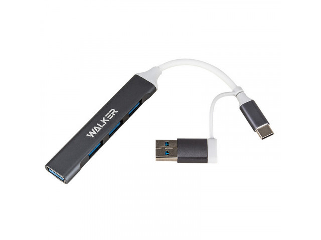 Разветвитель USB + Type-C на 3 USB 2.0 и 1 USB 3.0 WALKER WHUB-11