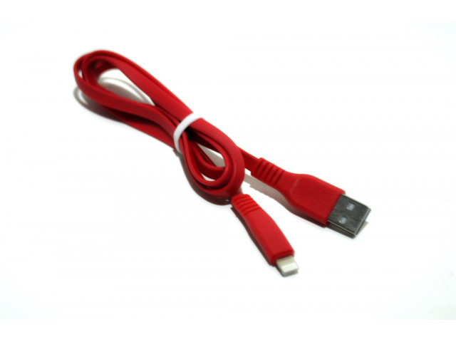 Кабель USB  Apple Lightning 1метр, быстрая зарядка , силиконовый , красный без коробки