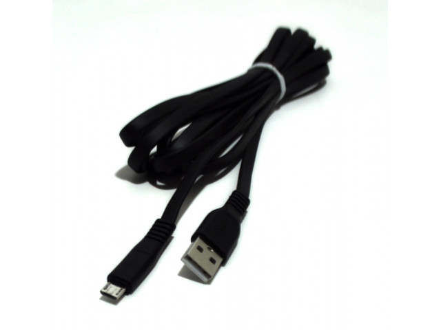 Кабель USB microUSB 3 метра, быстрая зарядка , силиконовый , черный без коробки
