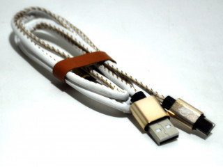Кабель USB  TYPE-C    1метр, быстрая зарядка , кожаный  , белый без коробки