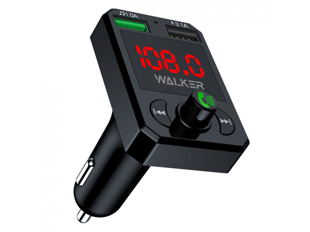 Модулятор FM для авто WALKER WAFM-315  Bluetooth/USB/SD micro/дисплей + USB выход на зарядку 3.1 A