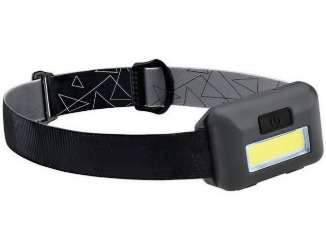Фонарь налобный светодиодный, 3Вт,  лампа COB LED, длина луча-20 м, тип батареек- 3хAAA,