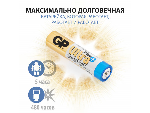 Батарейки алкалиновые GP 24А АAA( мизинчиковые) Ultra Plus Alkaline,1500мАч,блистер 2шт .
