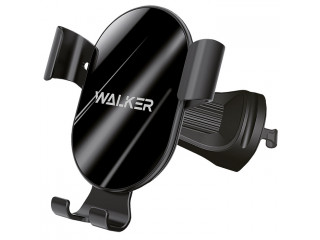Держатель мобильного телефона WALKER CX-051 гравитационный на воздуховод, беспровод.заряд, черный