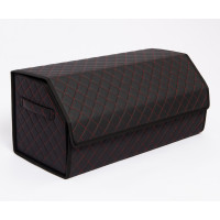 Органайзер автомобильный FOR CARS 3D черный/красная нить/черный кант, экокожа, 50*30*30 см. 2-й ромб