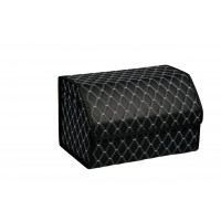 Органайзер автомобильный FOR CARS 3D черный/белая нить/черный кант, экокожа, 70*30*30 см. 2-й ромб