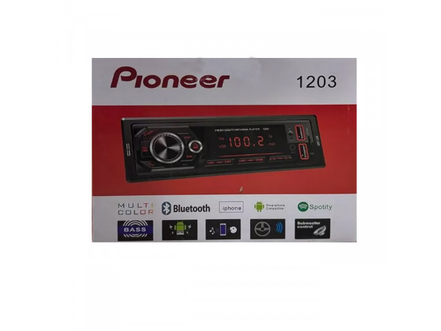 Автомагнитола Pioneer 1203 Bluetooth, 1 Din, MP3, AUX, 2 USB, 50W*4, с пультом Автомагнитола Pioneer 1203 Bluetooth, 1 Din, MP3, AUX, 2 USB, 50W*4, с пультом