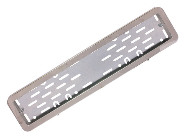 Рамка номерного знака металлическая хромированная, нержавейка,закругленные углы,Россия