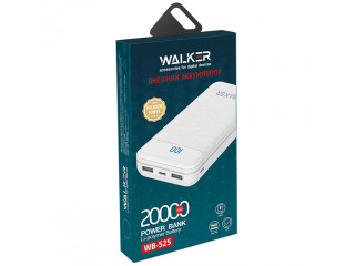 Зарядное устройство портативное WALKER, 20000 mAh, 2.1А,USBx2,microUSB,Type-c, белое WB-525