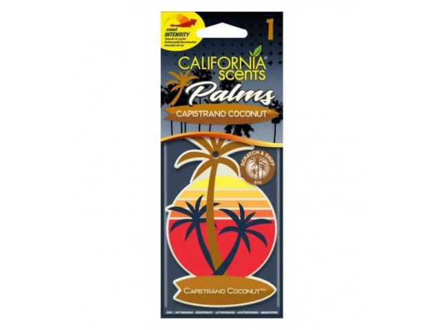 Ароматизатор для авто картонный CALIFORNIA SCENTS кокос подвесной уп-ка 6 шт, цена за 1шт