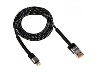 Кабель USB "WALKER" Apple Lightning 1м. нейлоновый (3.1А),черный,в коробке,C535