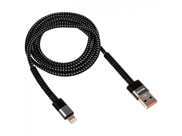 Кабель USB "WALKER" Apple Lightning 1м. нейлоновый (3.1А),черный,в коробке,C535 Кабель USB "WALKER" Apple Lightning 1м. нейлоновый (3.1А),черный,в коробке,C535