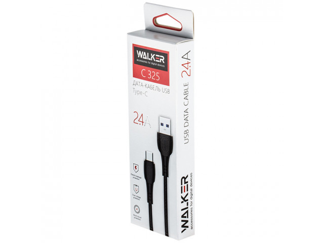 Кабель USB "WALKER" Apple Lightning 1м. прорезиненный с металл.разъемом (2.4А),черный,в коробке,C325 Кабель USB "WALKER" Apple Lightning 1м. прорезиненный с металл.разъемом (2.4А),черный,в коробке,C325