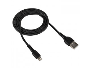 Кабель USB "WALKER" Apple Lightning 1м. прорезиненный с металл.разъемом (2.4А),черный,в коробке,C325