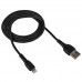 Кабель USB "WALKER" Apple Lightning 1м. прорезиненный с металл.разъемом (2.4А),черный,в коробке,C325