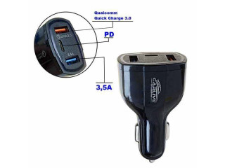 Зарядное устройство  в прикуриватель  2 USB+TYPE-C , PD Quick Charge 3.0