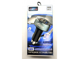Зарядное устройство  в прикуриватель  2 USB+TYPE-C , PD Quick Charge 3.0, 60вт