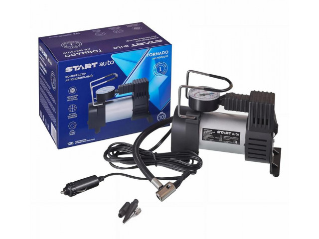 Компрессор автомобильный СТАРТ АК-М303010 Торнадо  30л/мин, 12в, 120Вт, 7атм, в коробке
