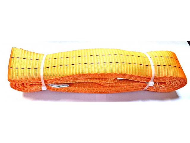 Трос  буксировочный для авто 7т. 2 крюка, 4метра, ширина 5.5см, полипропилен, оранжевый