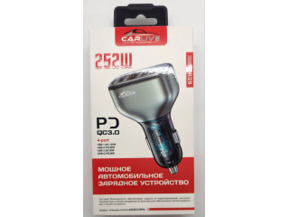 Зарядное устройство  в прикуриватель Carlive CR39 4 слота USB, 5V/3A, 252вт быстрая зарядка QC+PD