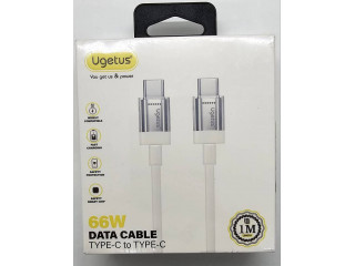 Кабель USB Ugetus PD66C Type-C - Type-C 1м. прорезиненный 66вт, белый, в коробке