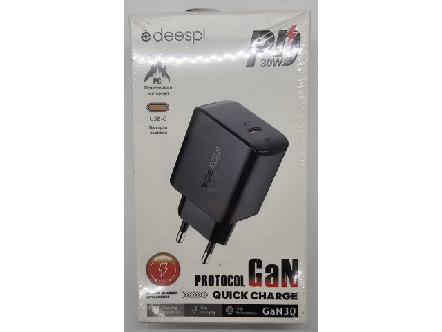 Зарядное устройство сетевое deespi GaN30 1 слот Type-C 30Вт QC+PD