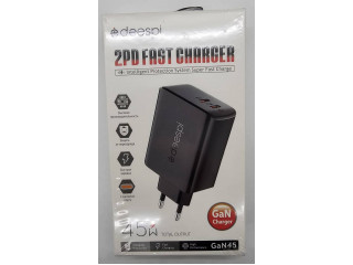 Зарядное устройство сетевое deespi GaN45 2 слота Type-C 45Вт QC+PD